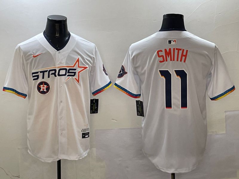 Men Houston Astros #11 Smith White Fourth generation Joint Name 2025 Nike MLB Jersey style 5->houston astros->MLB Jersey